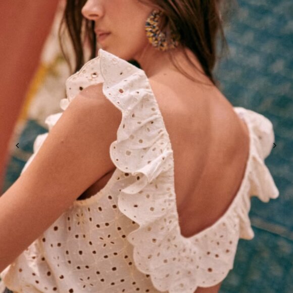 Sezane Gold Blouse Écru. - Size 44 - Picture 2 of 6